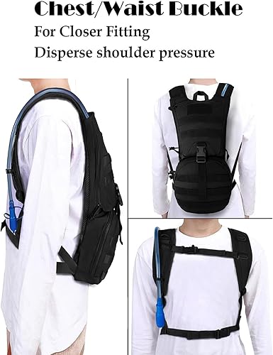 Miniatura 6 de SMONT Mochila táctica Molle de hidratación de agua para correr, ligera con vejiga de agua de 2.5 L para hombres que caminan