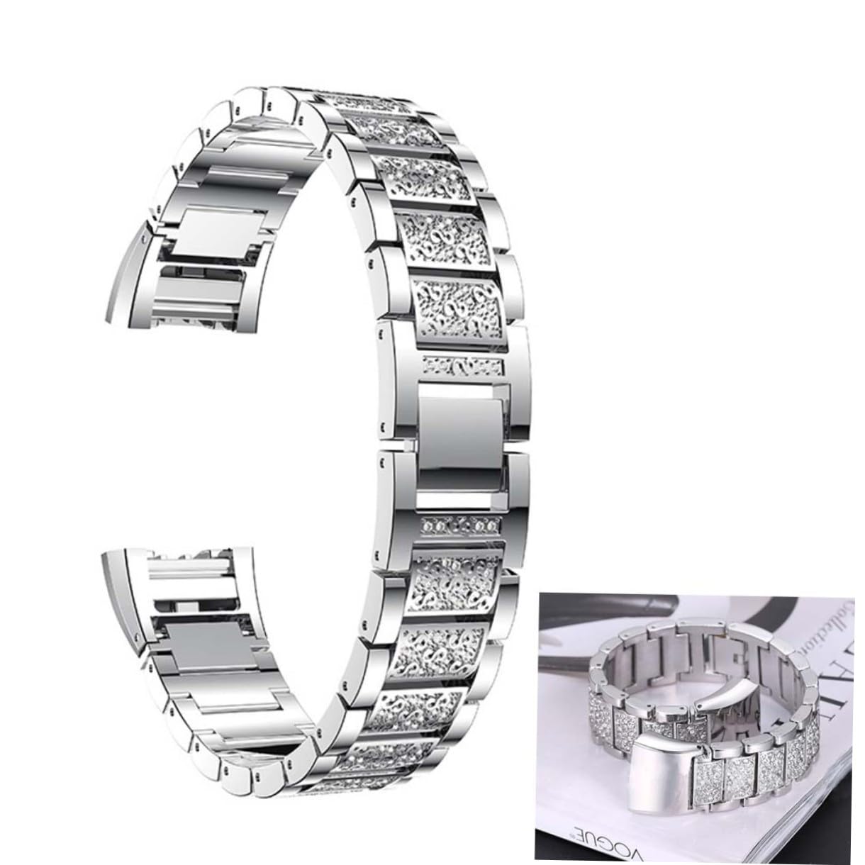 Gadpiparty Cinturino Per Orologio In Acciaio Inossidabile Cinturino In Cristallo Cinturino Per Orologio Con Strass Cinturino Regolabile