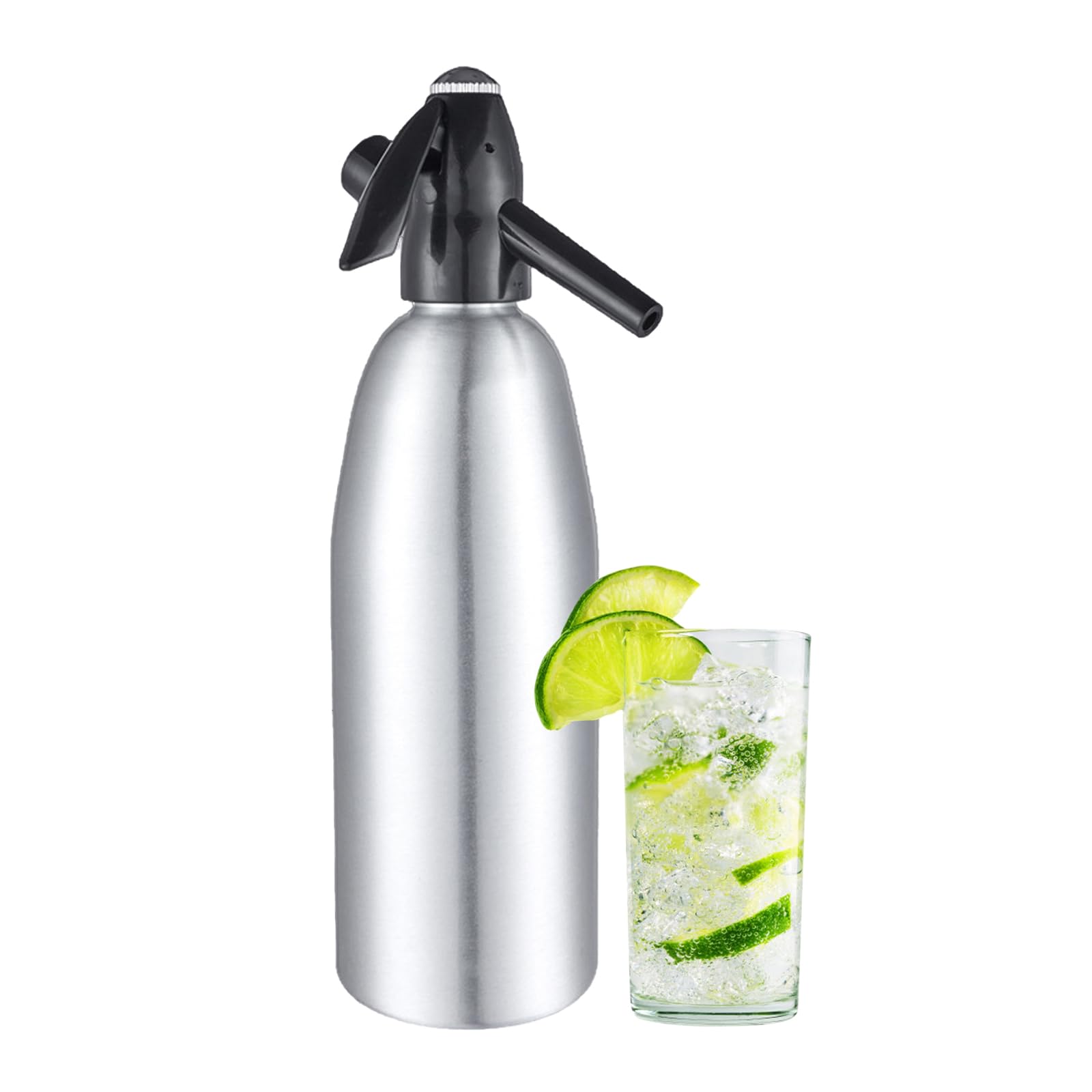 Sponsored Ad – Soda Syphon, 1L Portable Aluminium Sparkling Water Maker for Soda Drinks/Cocktails/Mojitos/Juices (Silver) - AstraLoom