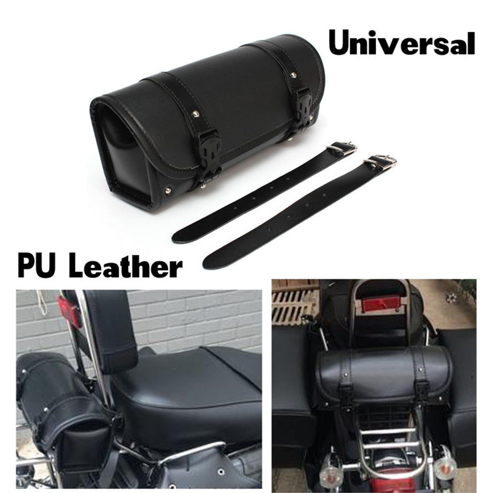 Shkalacar Borsa Universale per Moto in Pelle PU, Portautensili con Cinghie Regolabili per Manubrio