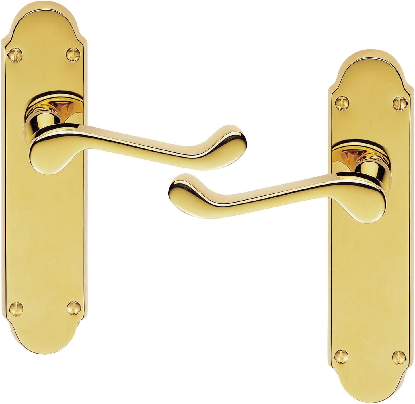 Carlisle Brass - Oakley Scroll Door Handles Lever Latch Set for Interior Doors 170x42mm Plate (Polished Brass)