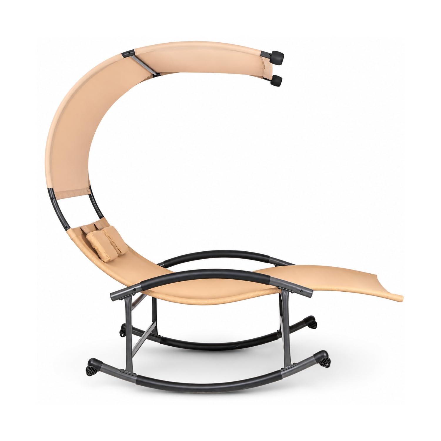 Lettino 2 Posti Dondolo Prendisole Con Parasole E Cuscini Integrati Ergonomico In Textilene Traspirante In Acciaio Ideale Per Giardino Piscina Outdoor 140x200x185 Cm Beige