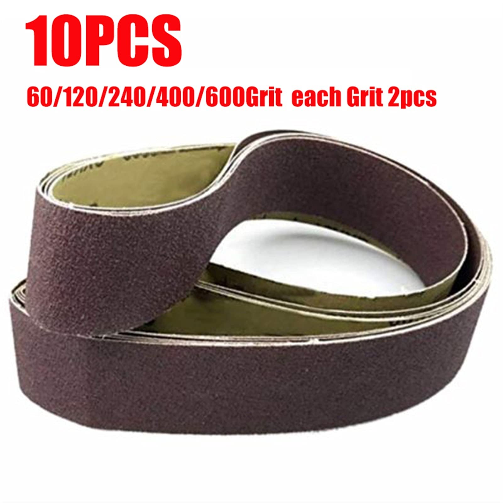 Lijadoras de banda, 10 bandas abrasivas for lijado de 1220 x 50 mm, juego de grano 60-600 for lijadora, pulido de bordes, óxido de aluminio, papel de lija versátil