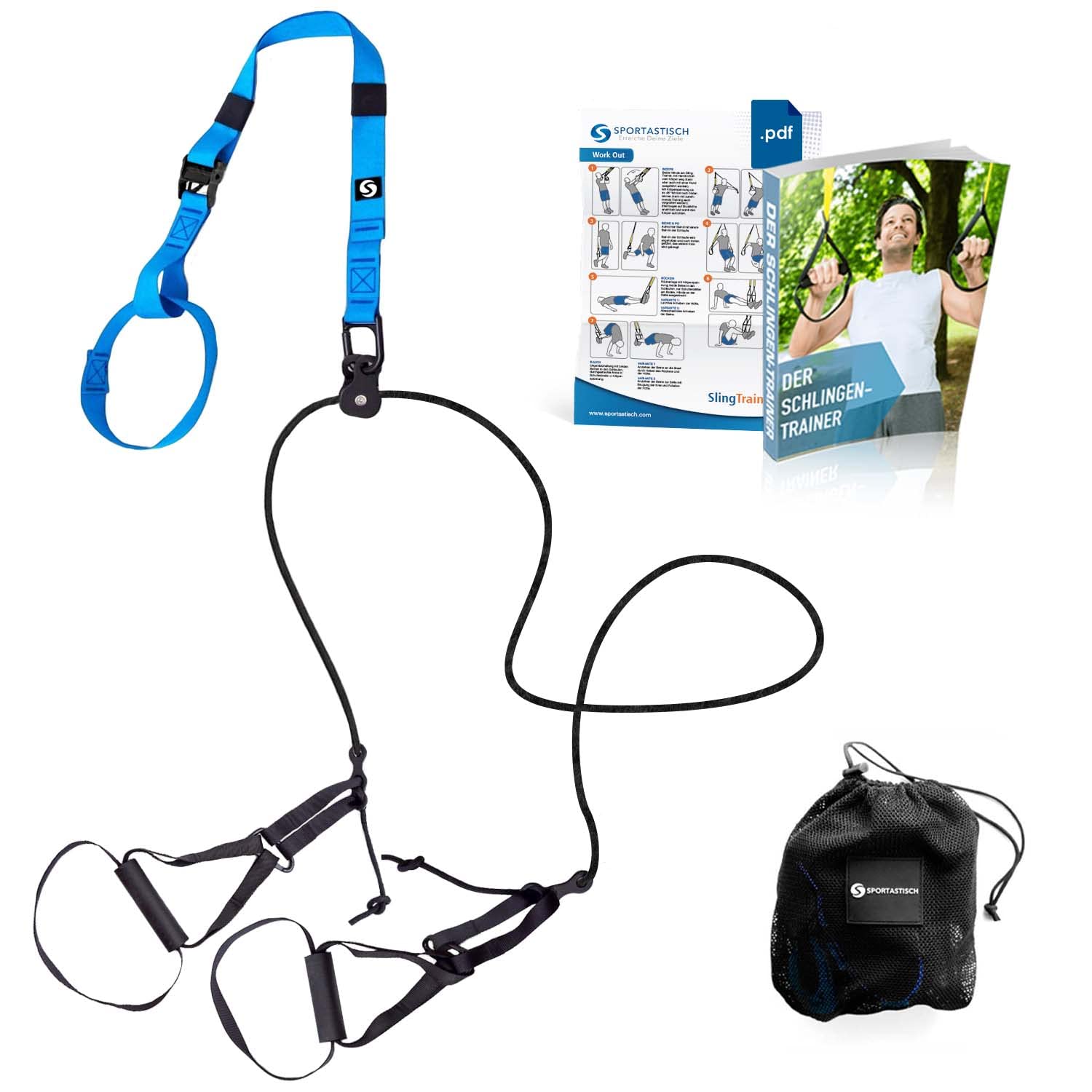 Sportastisch Sling Trainer Set Move in Loops with transport bag, fastening and pulley | Professional Sling Trainer | Up to 3 years warranty²