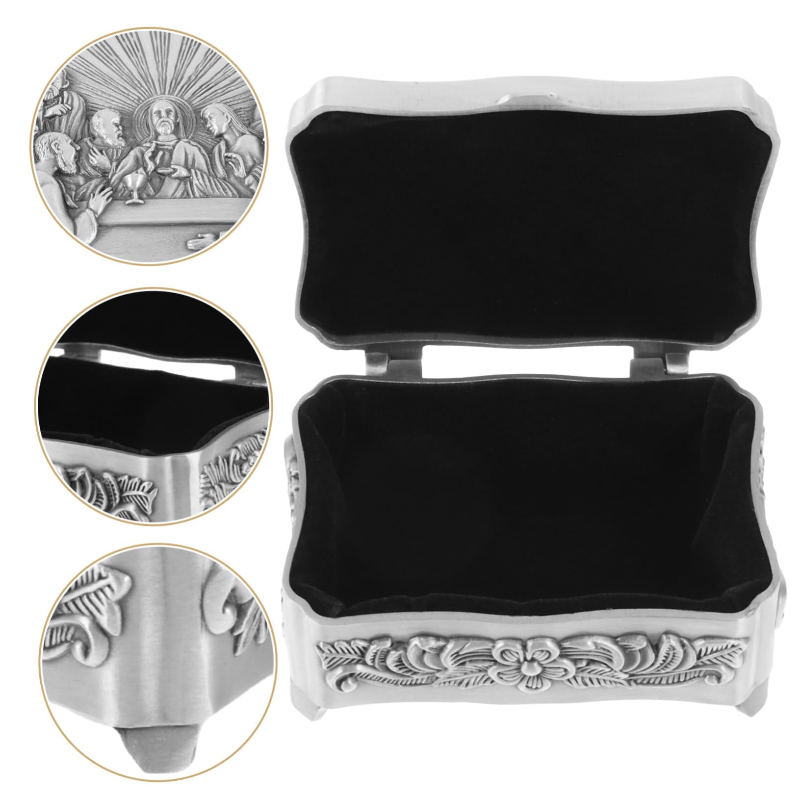 GALPADA 3 Pz Confezione Cattolica Organizer Per Cassetti Astuccio Cassetto Primo Organizzatore Elementi Collana Di Grandi Dimensioni Display Espandibile Lega Di Zinco Silver