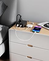 Vista 8 de Regleta protectora contra sobretensiones, enchufe plano, montaje en pared, 8 tomas anchas con 4 puertos USB (2 USB C), cable de extensión resistente