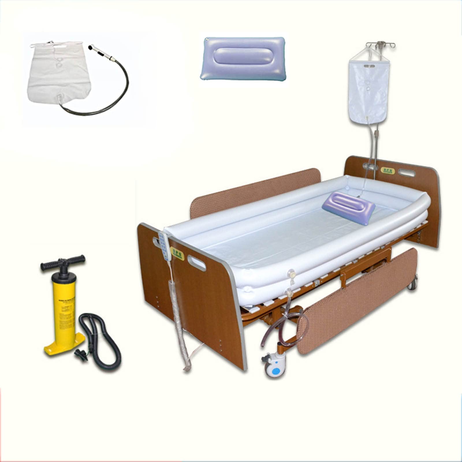 Lavabo inflable médico de la ducha de la bañera, kit de la ducha de la cabecera, para los ancianos, discapacitados, baño de los pacientes postrados en cama en la cama.