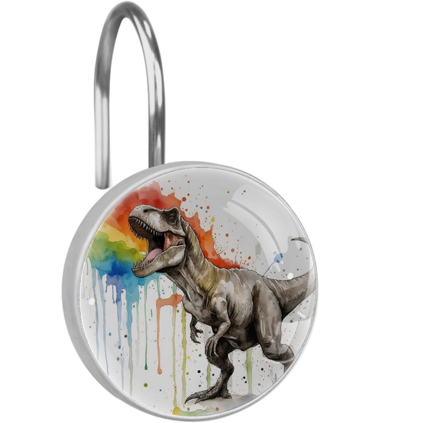 VAPOKF Decorative Shower Curtain Hooks, Dinosaurs Rustproof Stainless Steel Shower Curtain Rings for Bathroom, Shower Curtain Hangers for Shower Rod, 12 Pack