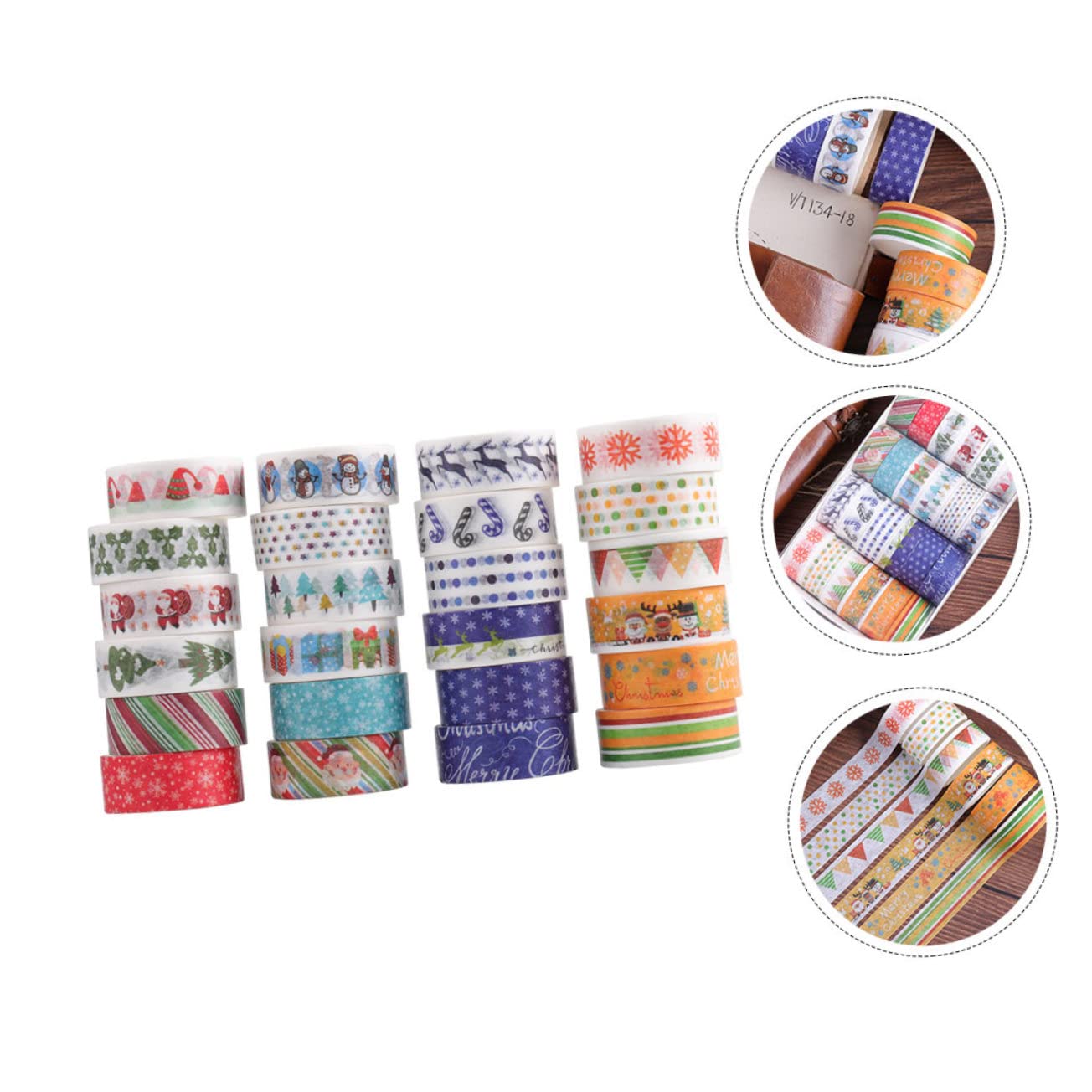 SHINEOFI 3 Set Di Nastri Washi A Tema Natalizio Nastri Larghi Con Stampa Colorata Per Sigilli Di Buste Sigilli Di Imballaggio 24 * 3