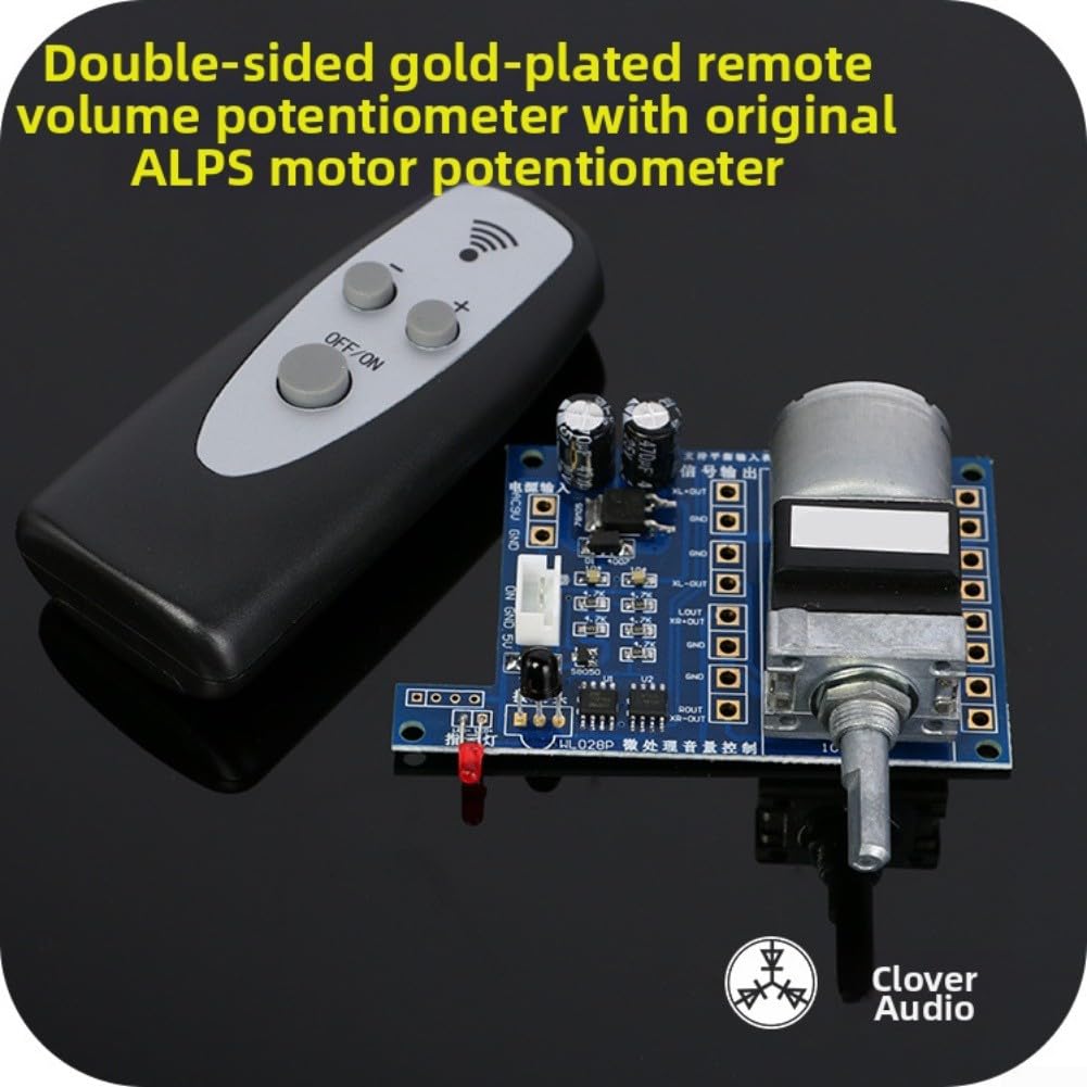 FACAIIO Panneau de contrôle du volume en ABS avec télécommande, module de potentiomètre préamplificateur compatible avec les systèmes audio DIY (100 K)