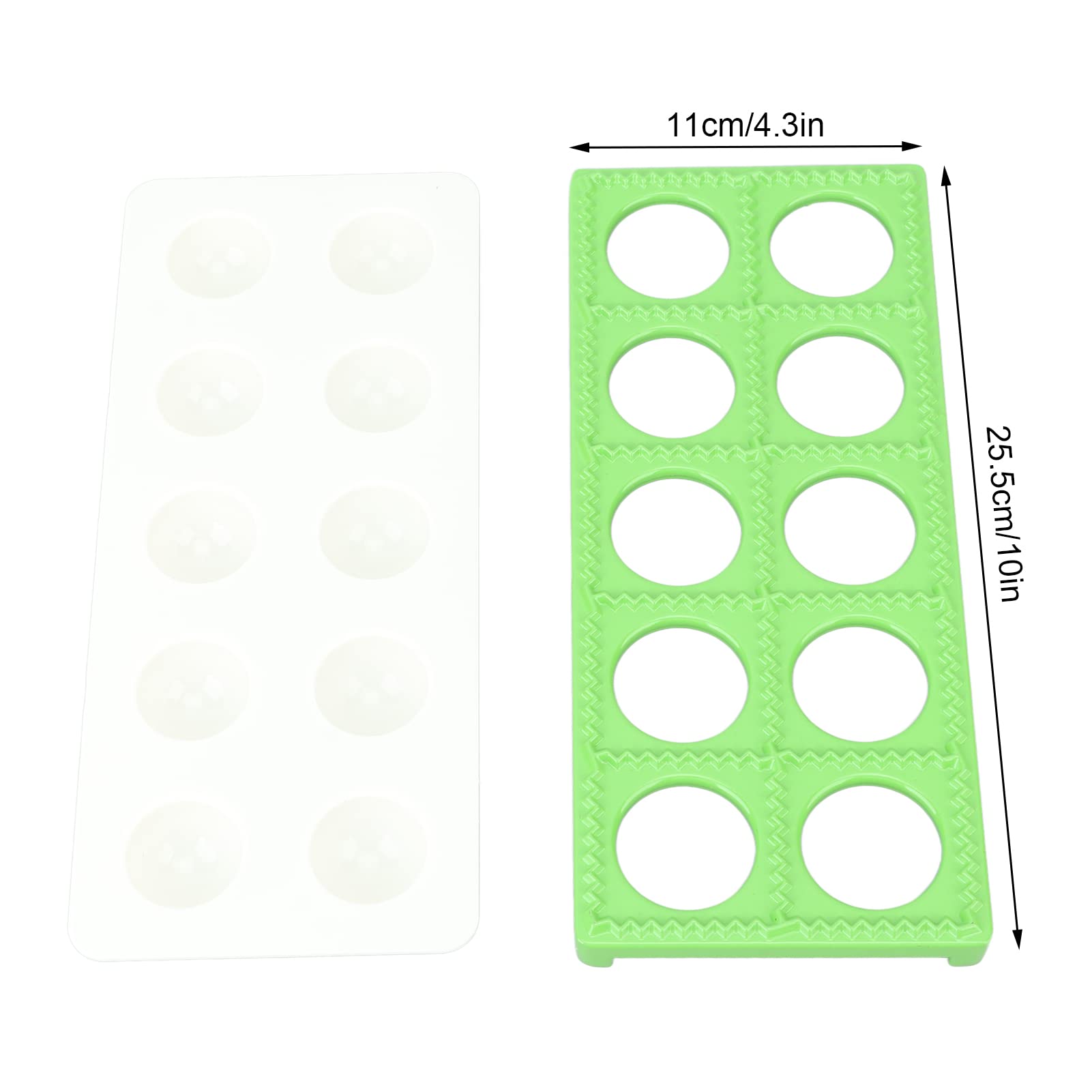 Ravioli Maker Press, 10 Holes Pasta Making Tools Iron Abs Square Ravioli Mold Ravioli Press Mold for Home Dumpling Making (Green)