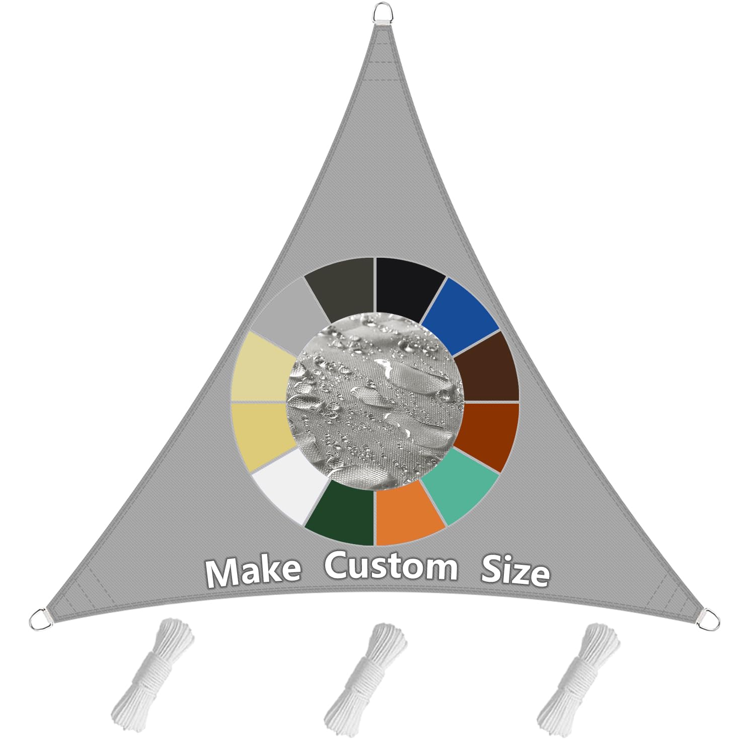 Sichtschutz sonnensegel wasserdicht dreieckig 2x2x2M,95% UV-Schutz, witterungsbeständig und reißfest aus 420D Oxford-Stoff mit Befestigungsset für Garten und Balkon - Hellgrau