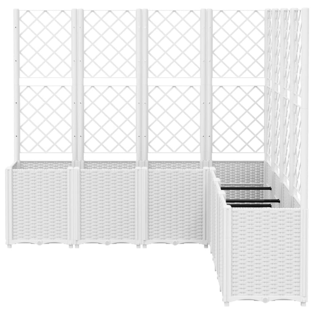 Skrzynka na kwiaty do ogrodu, z kratą, biała, 160 x 160 x 140 cm, wykonana z polipropylenu, skrzynka na sadzonki, pionowa skrzynka ogrodowa, na balkon i do ogrodu, mini ogród do sadzonek