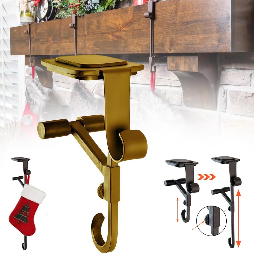 Fireplace Stocking and Garland Hanger, 2-in-1 Fireplace Stocking and Garland Hanger for Mantle, Heavy Duty Christmas Stocking Holder Stand for Indoor Outdoor Decoration