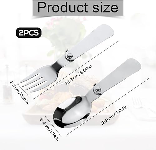 Miniatura 9 de BOXOB 2 cucharas plegables y 2 tenedores plegables para termo Funtainer de 10 onzas, cucharas de acero inoxidable de repuesto portátiles, tenedores