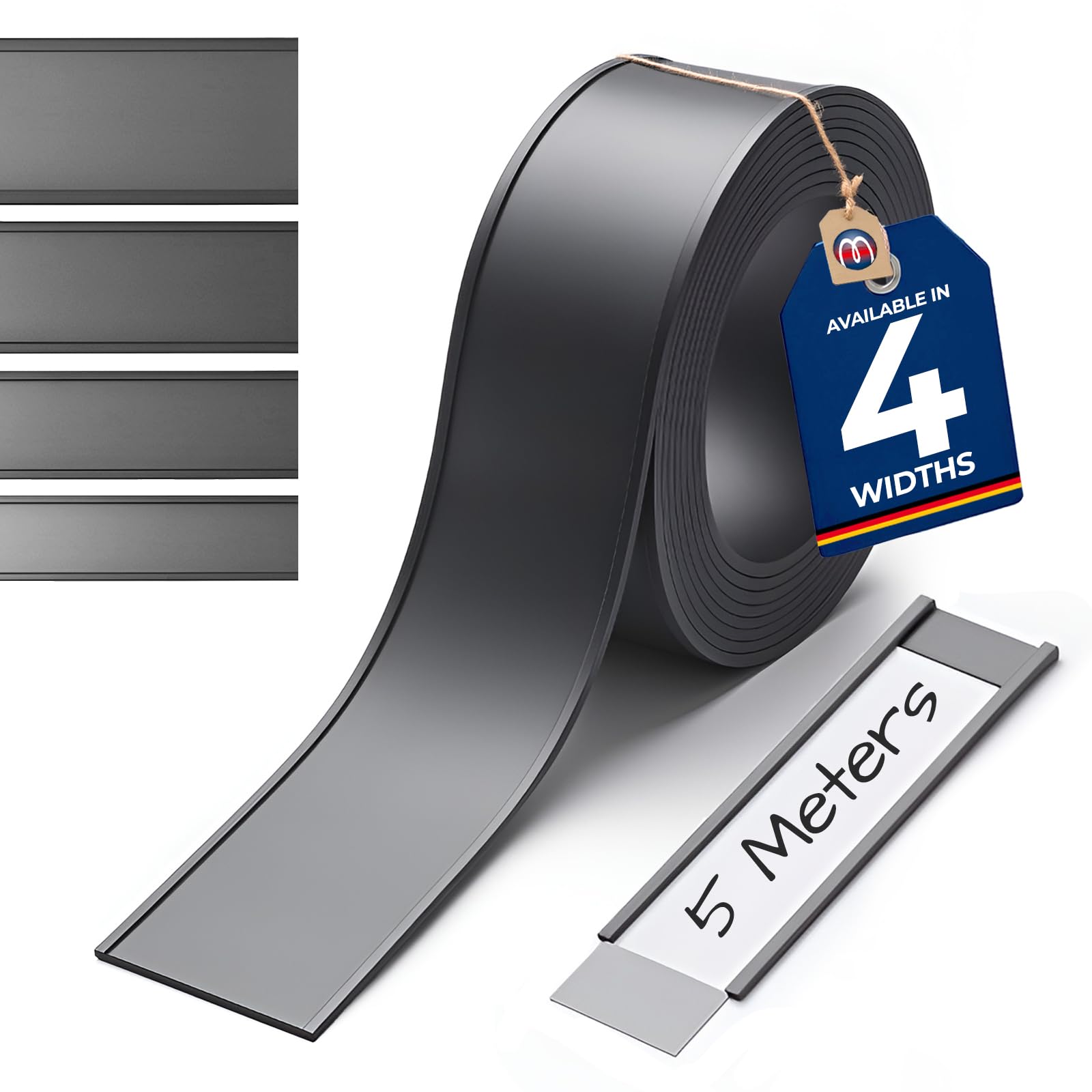 Perfiles magnéticos para estanterías o superfícies metálicas - Perfiles C/Etiquetas magnéticas ancho 50 mm - que se vende por 5m rollo