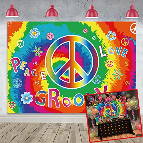 Bannière décorative pour fête de carnaval et shooting photo thème hippie vintage 2,4x1,8m