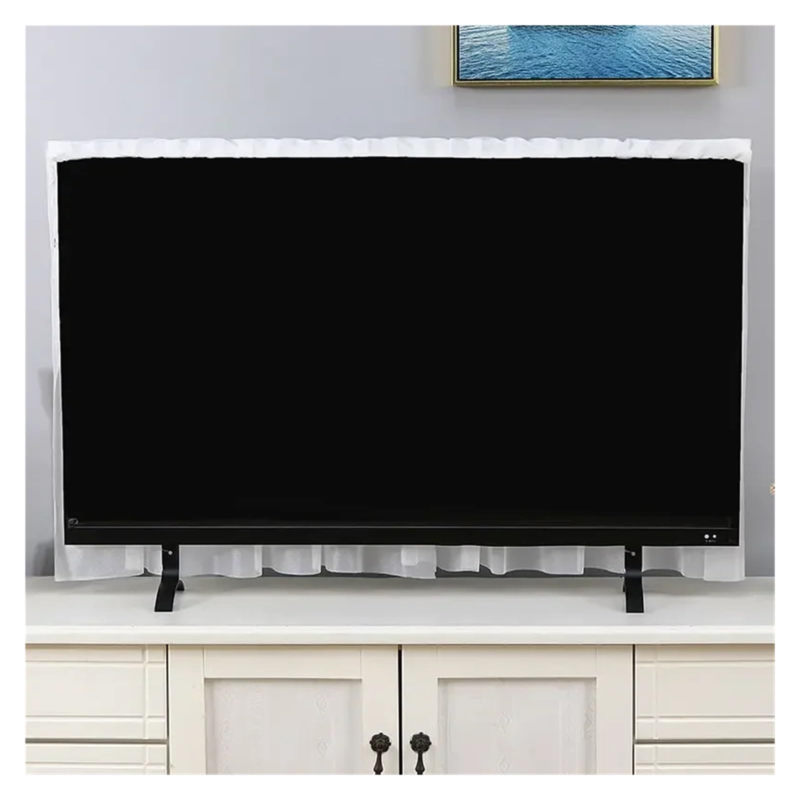 Coperture Protettive per Televisori TV Cover Can Be Turned on Without Remove The Hanging Desktop Thin LCD Protective with Lace Simple(Color 01,95x56cm)