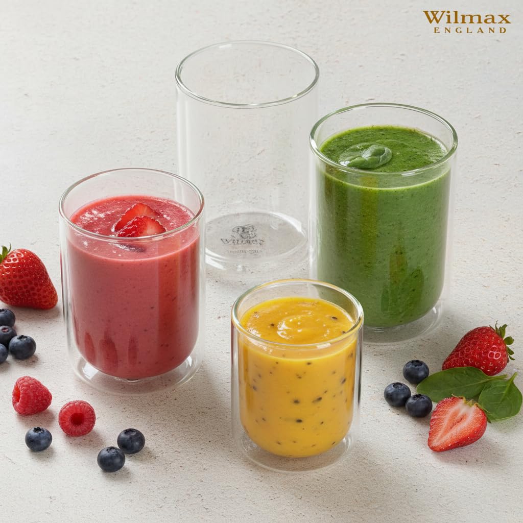 Wilmax - Verres thermiques - 400 ml - Lot de 6 - Verres à double paroi pour l'eau, le thé, le café, les cocktails - Verres à thé et à café - Verres pour boissons chaudes et froides - Verres à eau