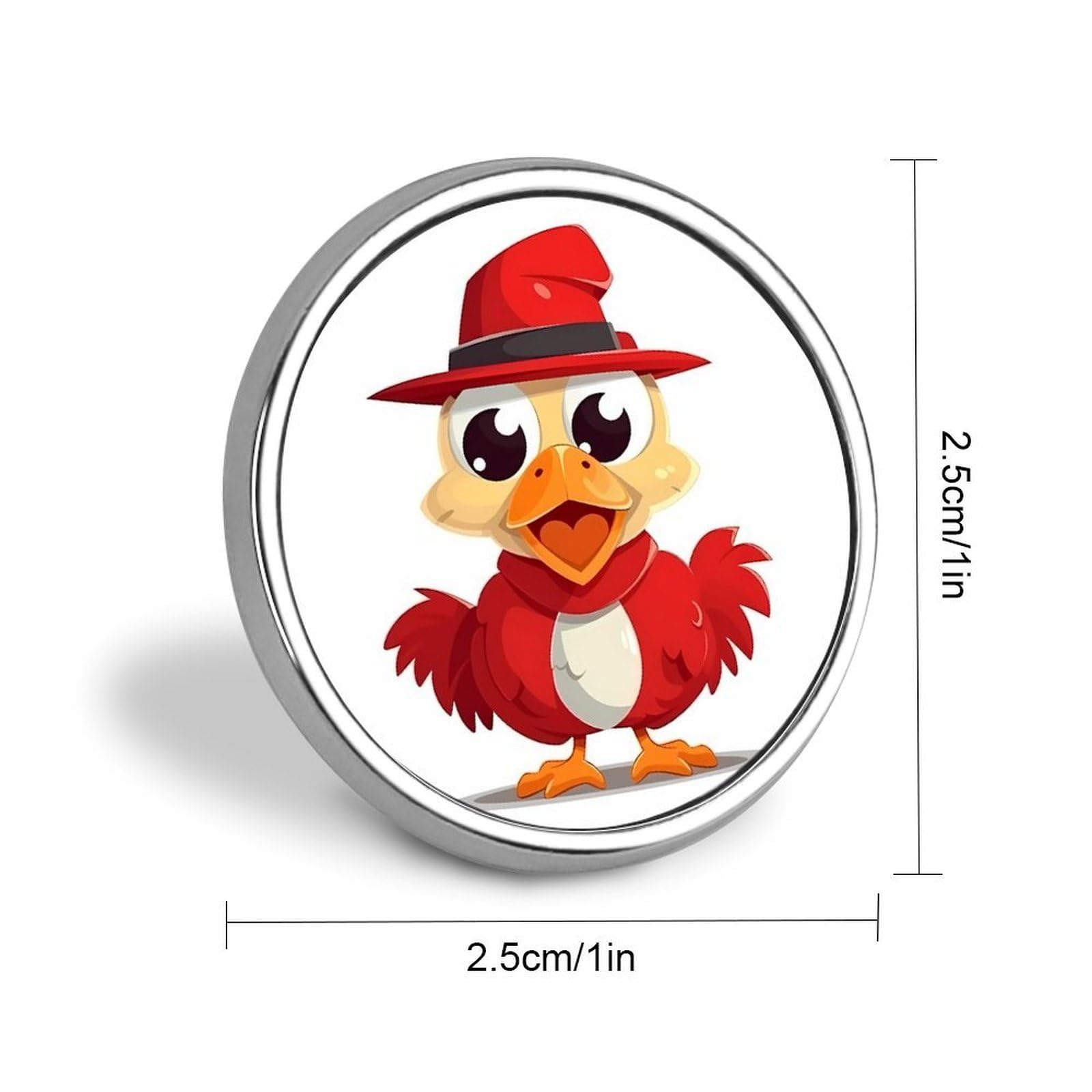 Round Brooch Pin Decoration Clothing Brooch Fashion Chicken Wearing Hat Lapel Pin Decorative for Party Wedding Gift Women/men Gift