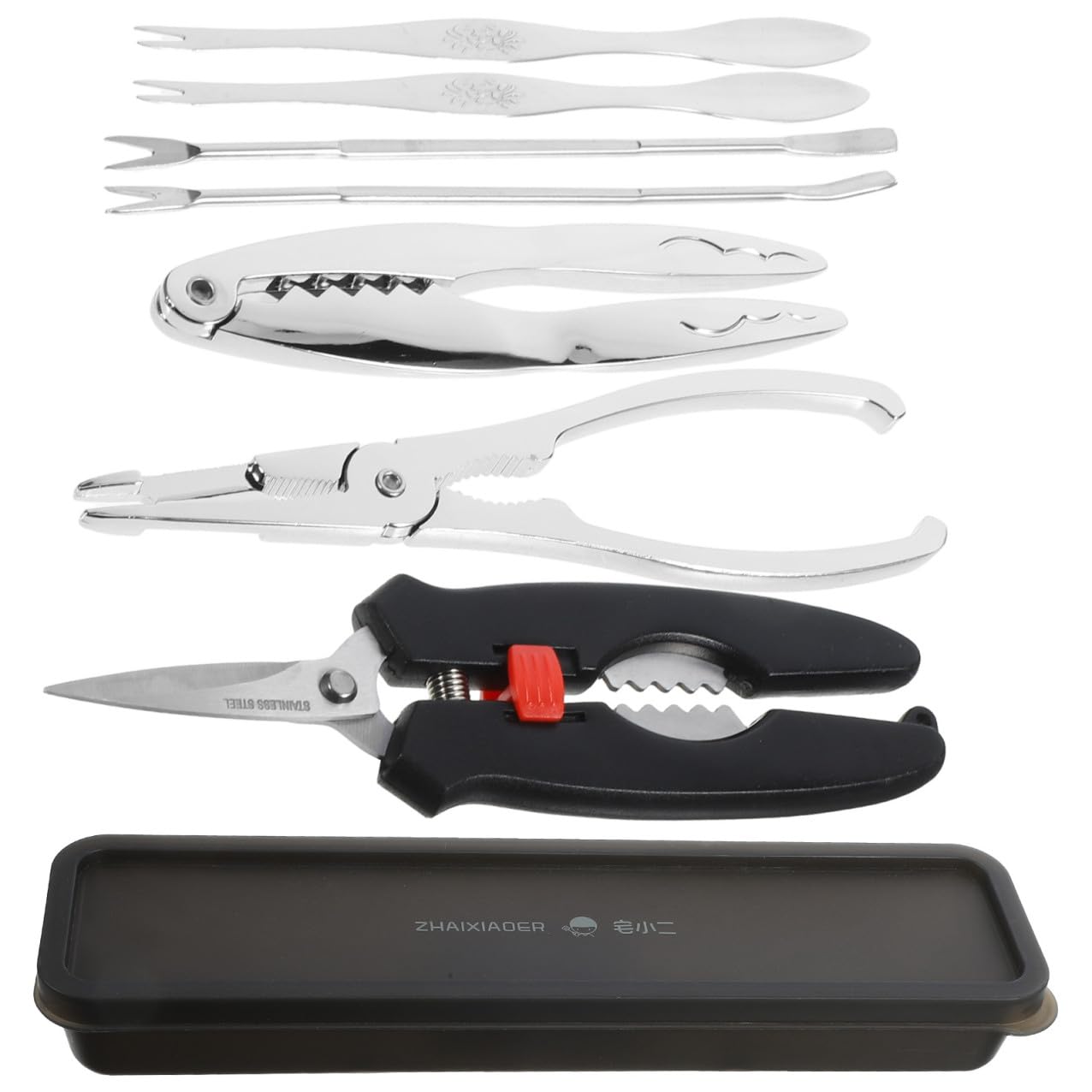 FOMIYES Herramientas de Acero Inoxidable para Mariscos, Utensilios para Abrir Caparazones de Cangrejo y Langosta, Ideales para Comer Mariscos en Casa