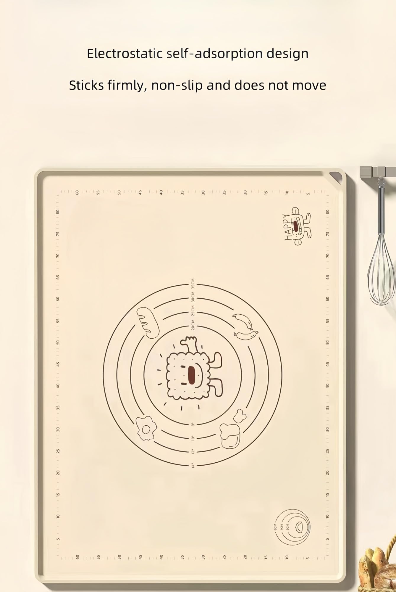 Tappetino per impastare in silicone, antiaderente, facile da pulire, design graduato per precisione, ideale per la preparazione di fondenti e croste di torte