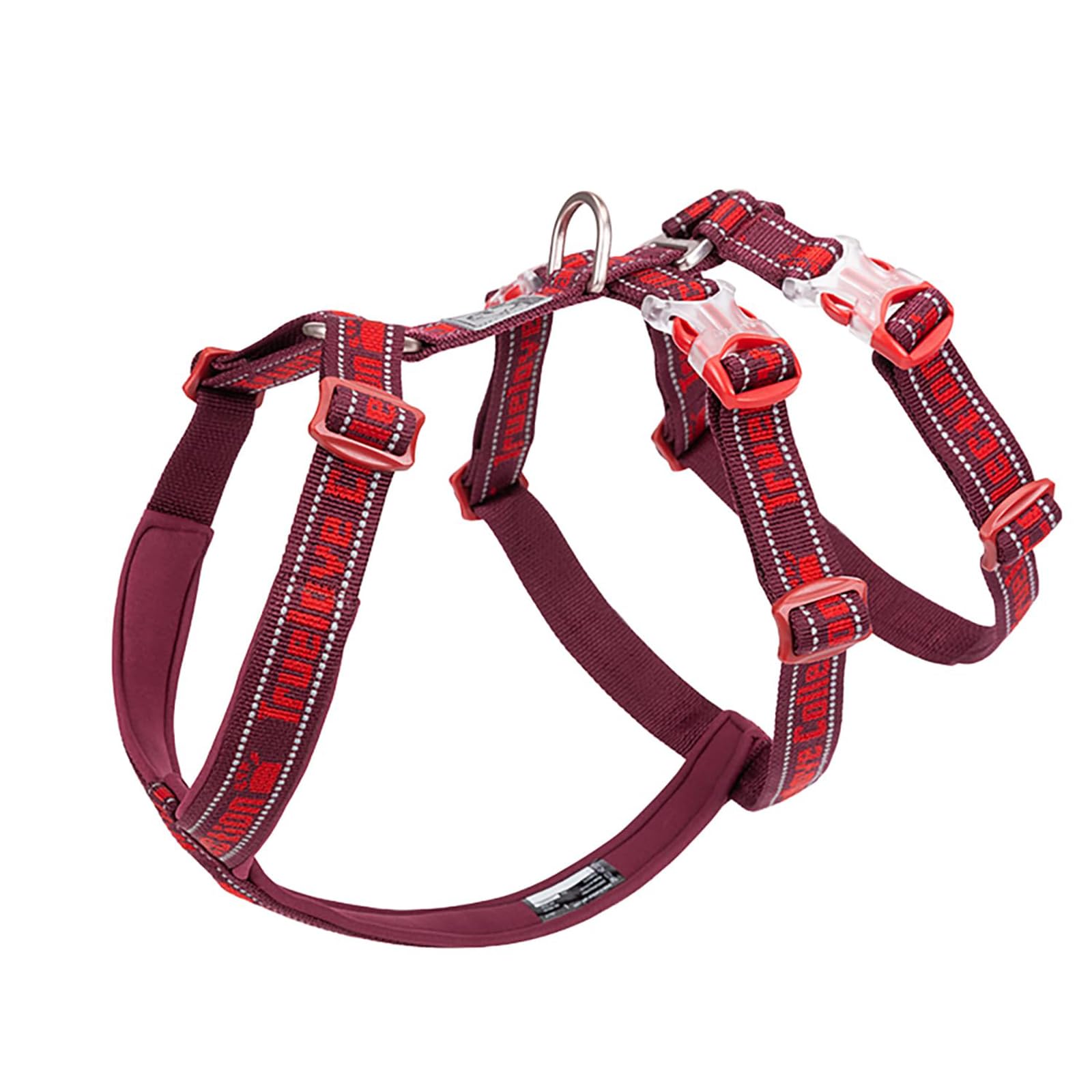 Truelove Double H Escape Proof Nylon Dog Harness Reflective Adjustable No Pull Pet Vest Harness for Small Medium Large Dogs TLH6571(Wine Red-S)