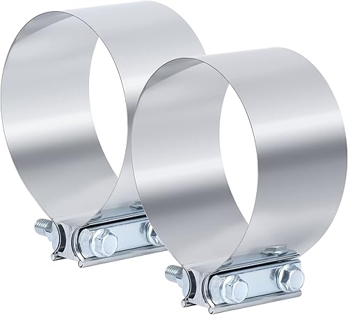 Vitonsbay Abrazadera para tubo de escape de 6.0 pulgadas, acoplador de manguito de escape de junta a tope de acero inoxidable (2 piezas)