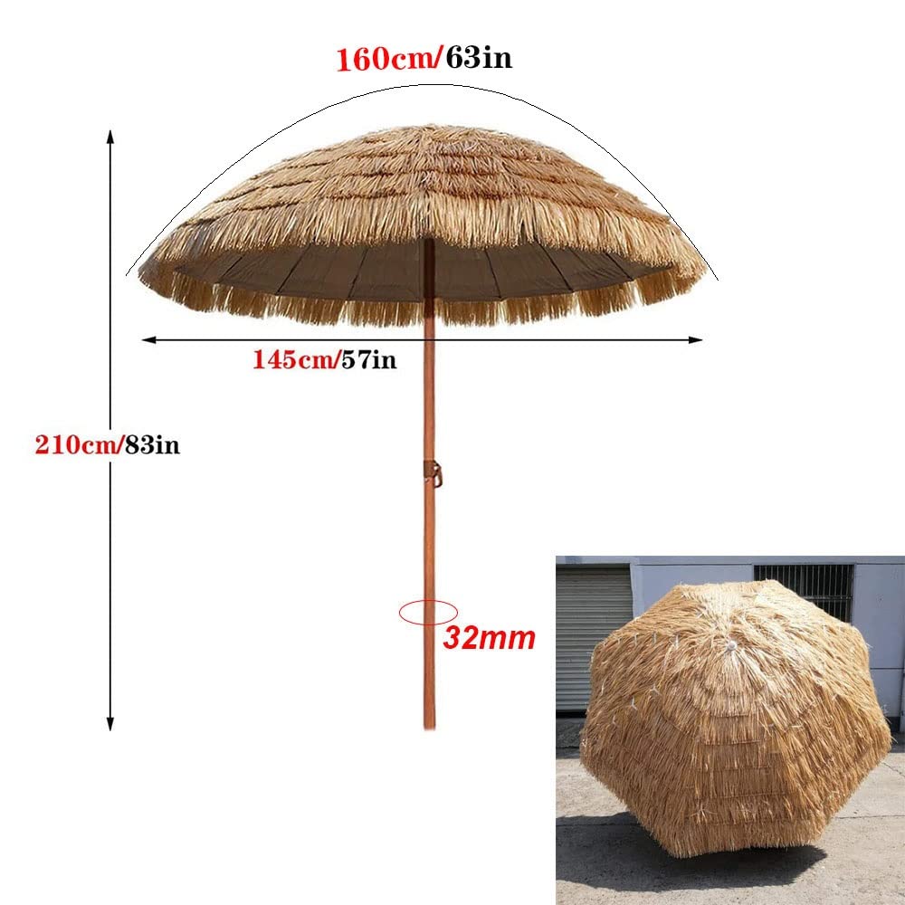 Parasol Extérieur Rond Parasol de Jardin Pliable pour Plage, Balcon, Piscine, Protection Solaire Hydrofuge, Diamètre 140cm, Hauteur 210cm