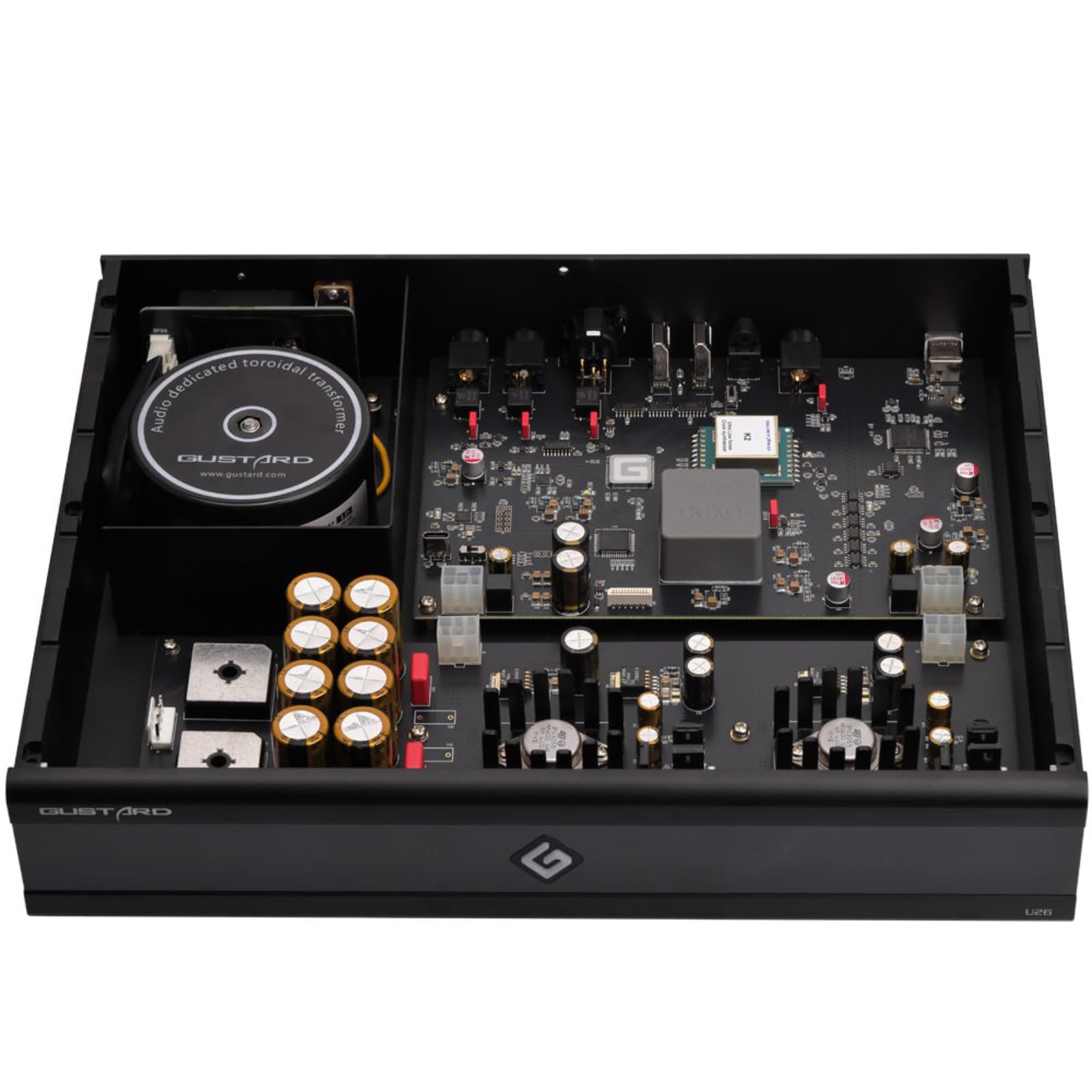 Gustard U26 Interfaccia Digitale USB DDC, Interfaccia Audio DSD2048 PCM1.536MHz OCXO K2, Ingresso USB/Clock 10MHz Uscita IIS/AES/Ottica/Coassiale/BNC Coassiale Ponte Digitale a Basso Rumore, Nero