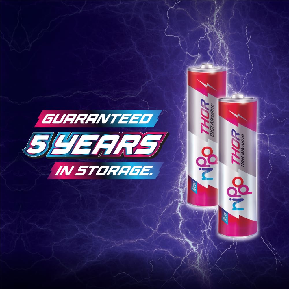 Nippo Thor Leakproof Alkaline AA Batteries 1.5V | Longer Lasting Batteries | Guaranteed 15 Months in Remote | Eco Friendly | Suited for All Types of Modern Devices|Pack of 10 Eco-Friendly & Safe Composition - product feature