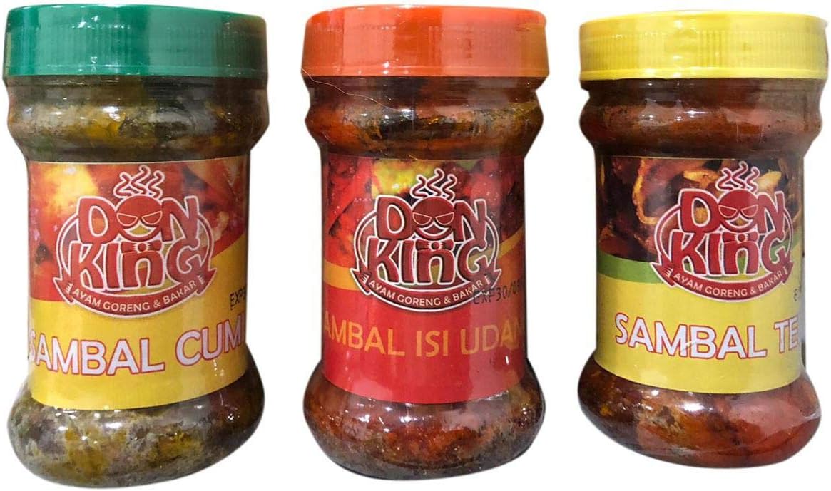 Combo Pack: 1each Sambal Cumi, Sambal Isi Udang, Sambal Teri - 8oz