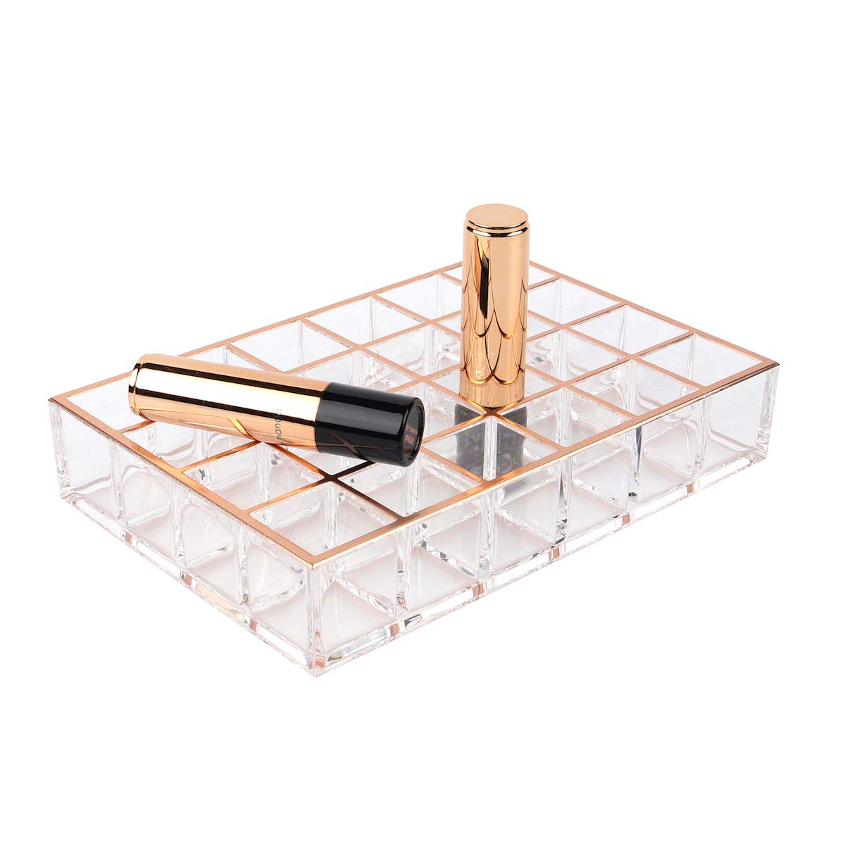 Moosy LifeML03 Lipstick Holder Organiser, 24 Spaces, Rose Gold, Moonlight Series