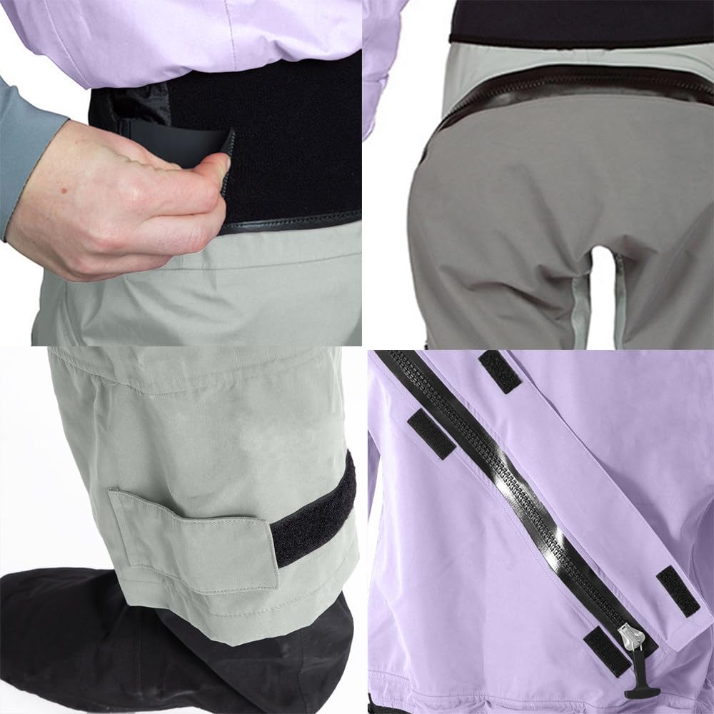 Tuta Stagna da Kayak Donna Impermeabile Traspirante Paddle Purple-M | Tuta di superficie termica imbottita con collo e maniche in lattice per surf, canottaggio e sport acquatici