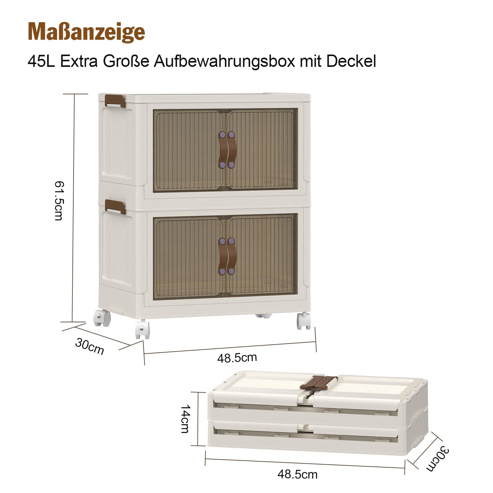 PIPIPOXER Aufbewahrungsbox mit Deckel, 35L Boxen Aufbewahrung mit Rädern und Rollen, Ordnungsboxen Storage boxes Kisten, Kunststoffbox Plastikbox Stapelkisten Lagerboxen Durchsichtig Groß 2 Stück
