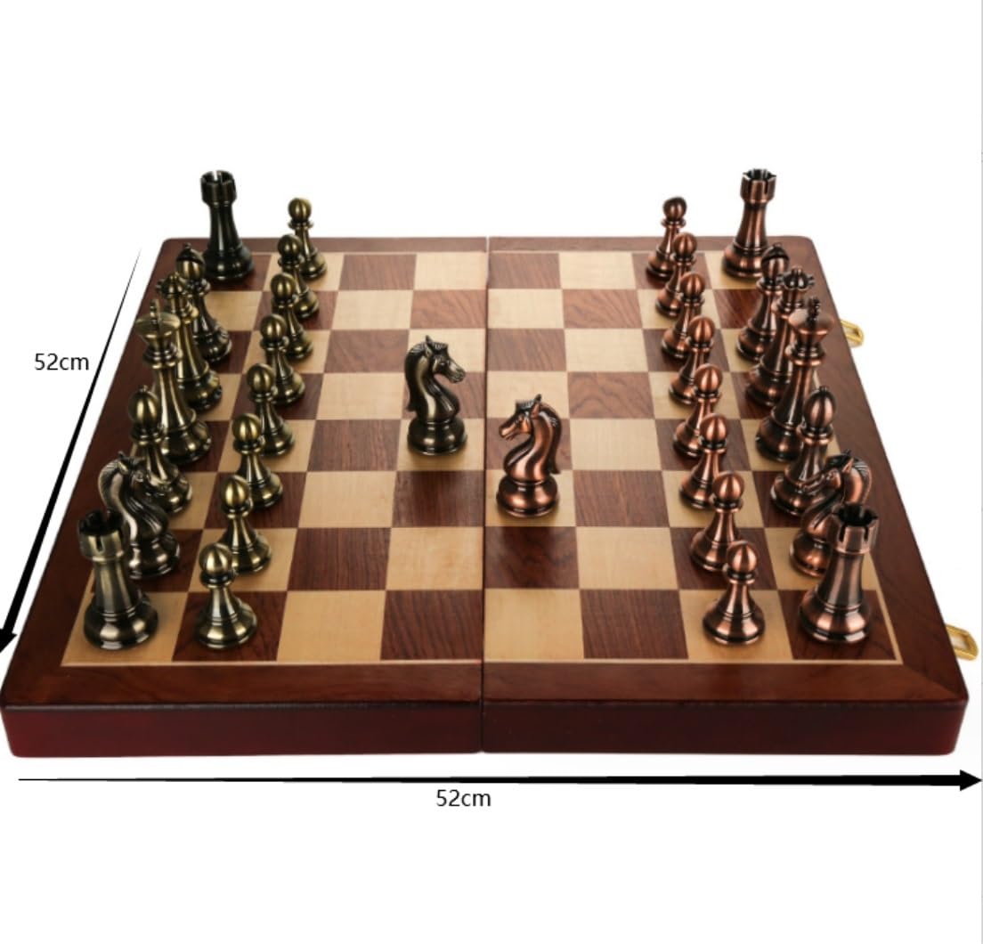 Juego Ajedrez Juego De Ajedrez Tablero Piezas Viaje con Almacenamiento Portátil Plegable para Estrategia Familia(52 * 52cm)