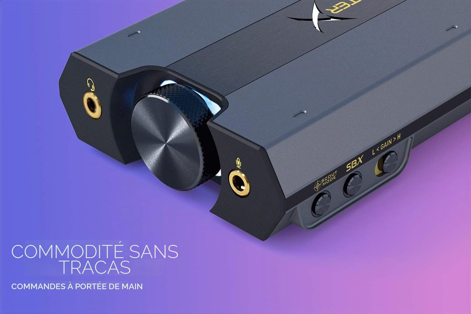 CREATIVE Sound BlasterX G6 (USB-C) DAC Gaming Haute résolution 130 DB, 32 Bits / 192 kHz, Carte Son USB Externe, Dolby Digital, Son Surround virtuel 7.1, contrôle du Retour Micro (Sidetone)