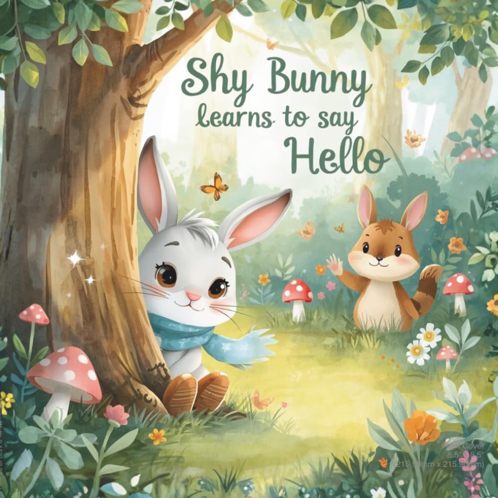 Shy Bunny Learns to Say Hello: A Sweet Story & Coloring Book About Courage and Friendship