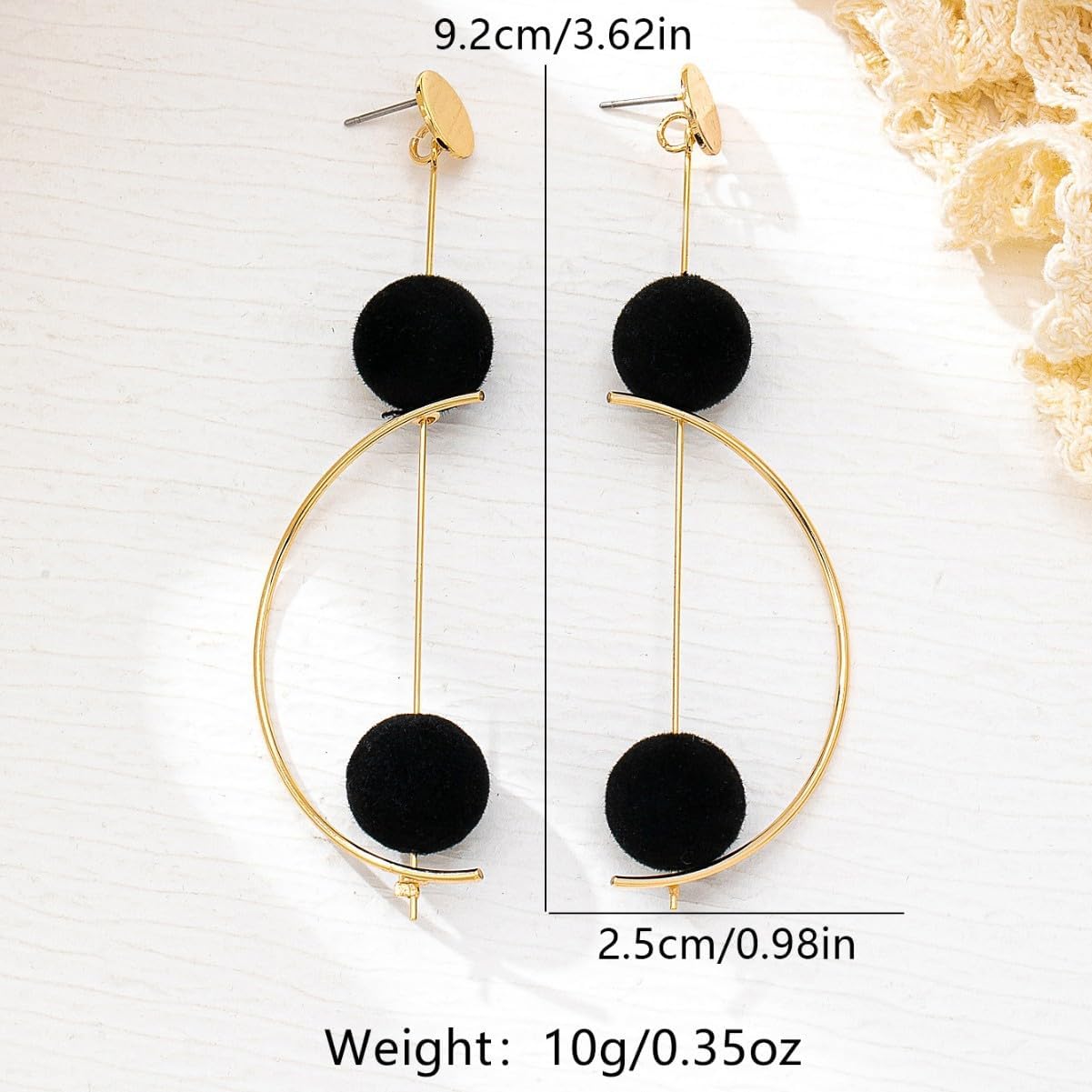 Gold Long Earrings For Women, Black Ball Chunky Large Half-Circle Rotatable Classic Dangle Earring Unique Statement Gorgeous Lightweight Drop Hypoallergenic Earring 2026 Jewelry Gift - Image 7
