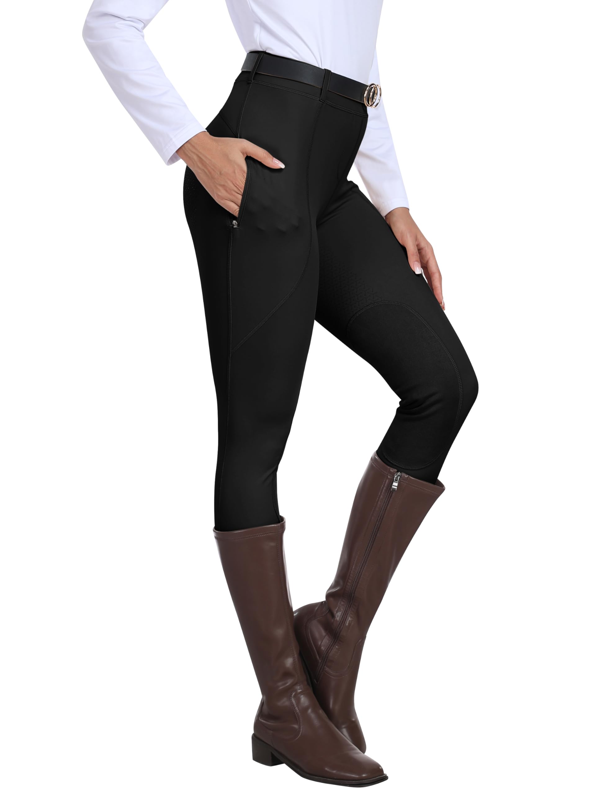 MoFiz Pantalon Mujer Riding Breeches Full Silicone Trim Stretch Zipper Pocket