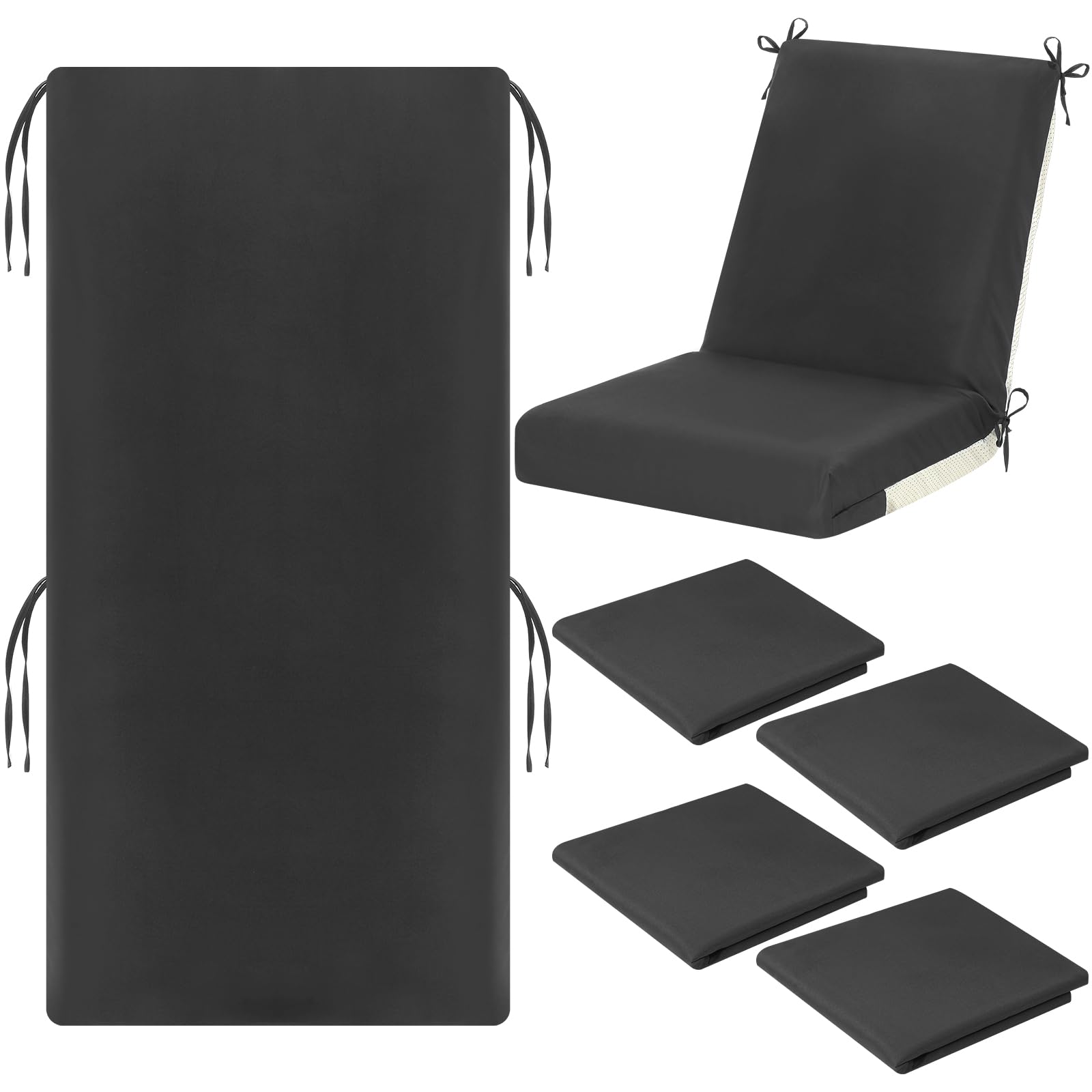 Photo 1 of Tudomro 4 Pcs Outdoor High Back Chair Cushion Covers (Not Includes Cushion) Waterproof Patio Replacement Rocking Chair Slipcover Seat Pad Cover with Tie for Furniture (Dark Gray,44'' X 21'')