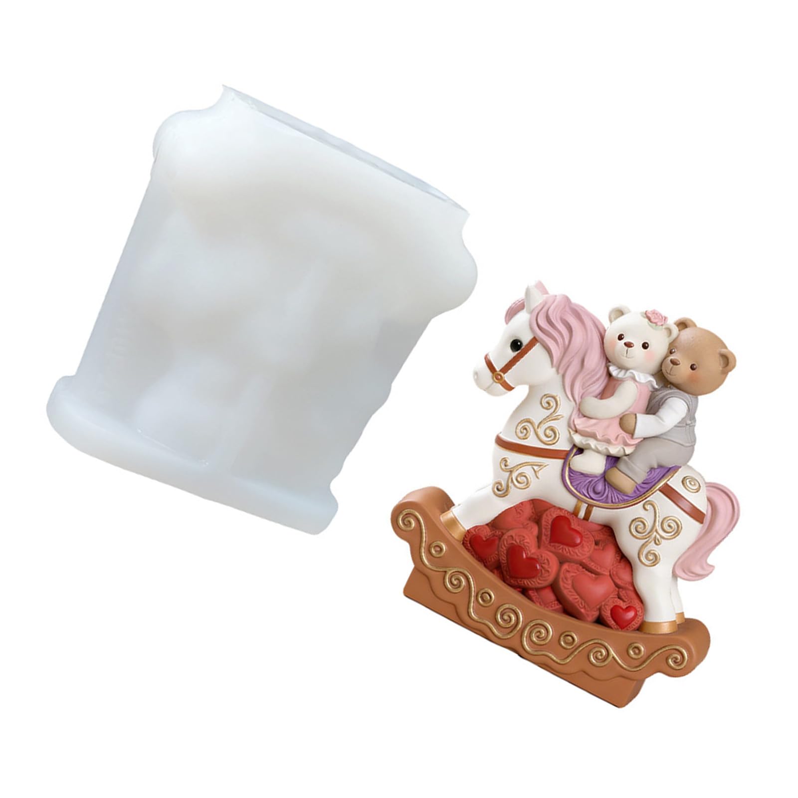 Msioytog Flexible and Sturdy Silicone Craft with Lovely Rocking Horse Bear Pattern Great for Soaps and Making