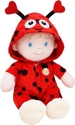 June Garden Sweet Dolly Ladybug de 12 pulgadas - Muñeca de bebé ultrasuave de peluche para nacer y más, traje de mariquita