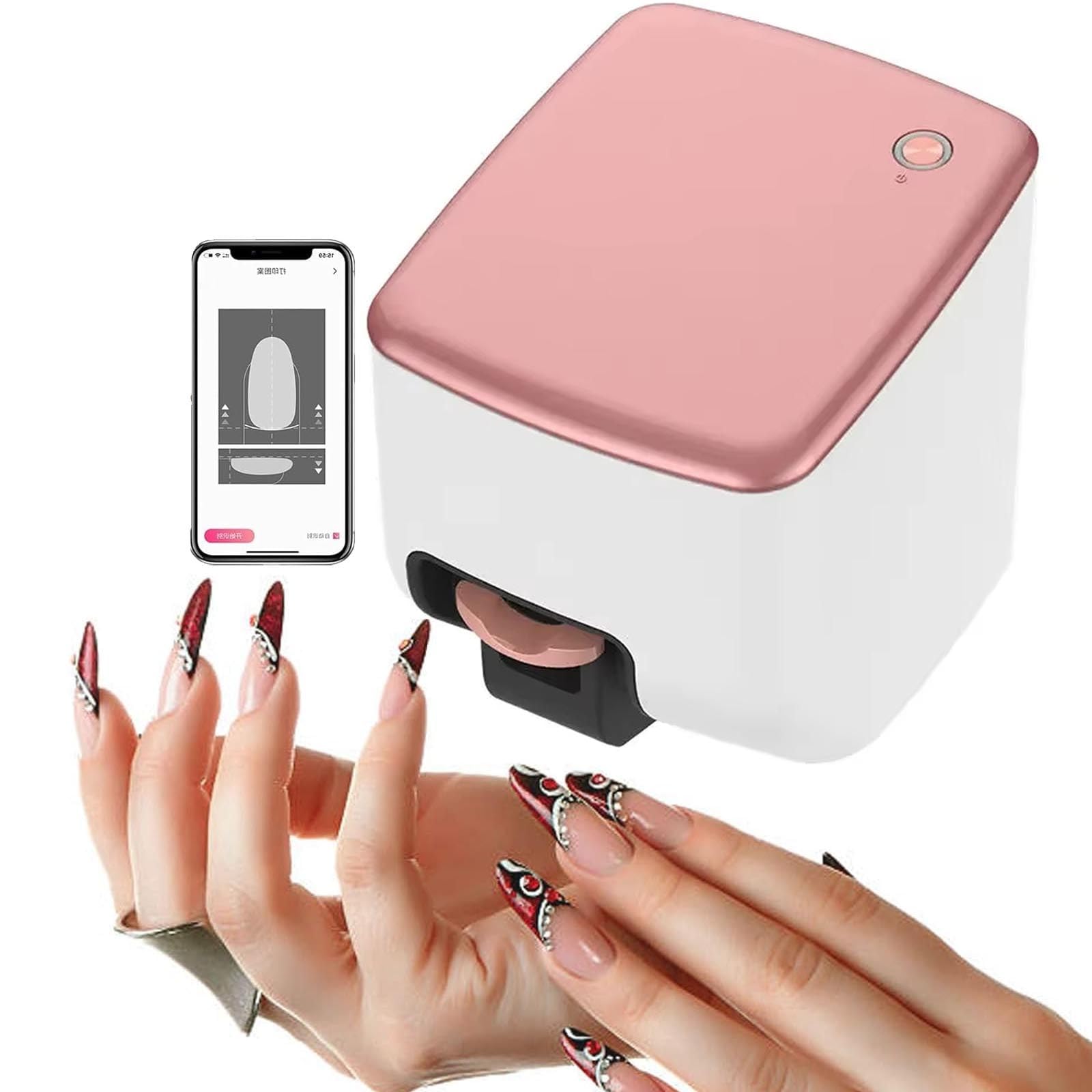 Leichter Nagelkunstdrucker, 3D-Smart-Nageldrucker, WiFi-Verbindungssteuerung, automatische Erkennung der Nagelform, schnelles Zeichnen in 10 Sekunden, hochauflösendes Malen mit 4800 DPI