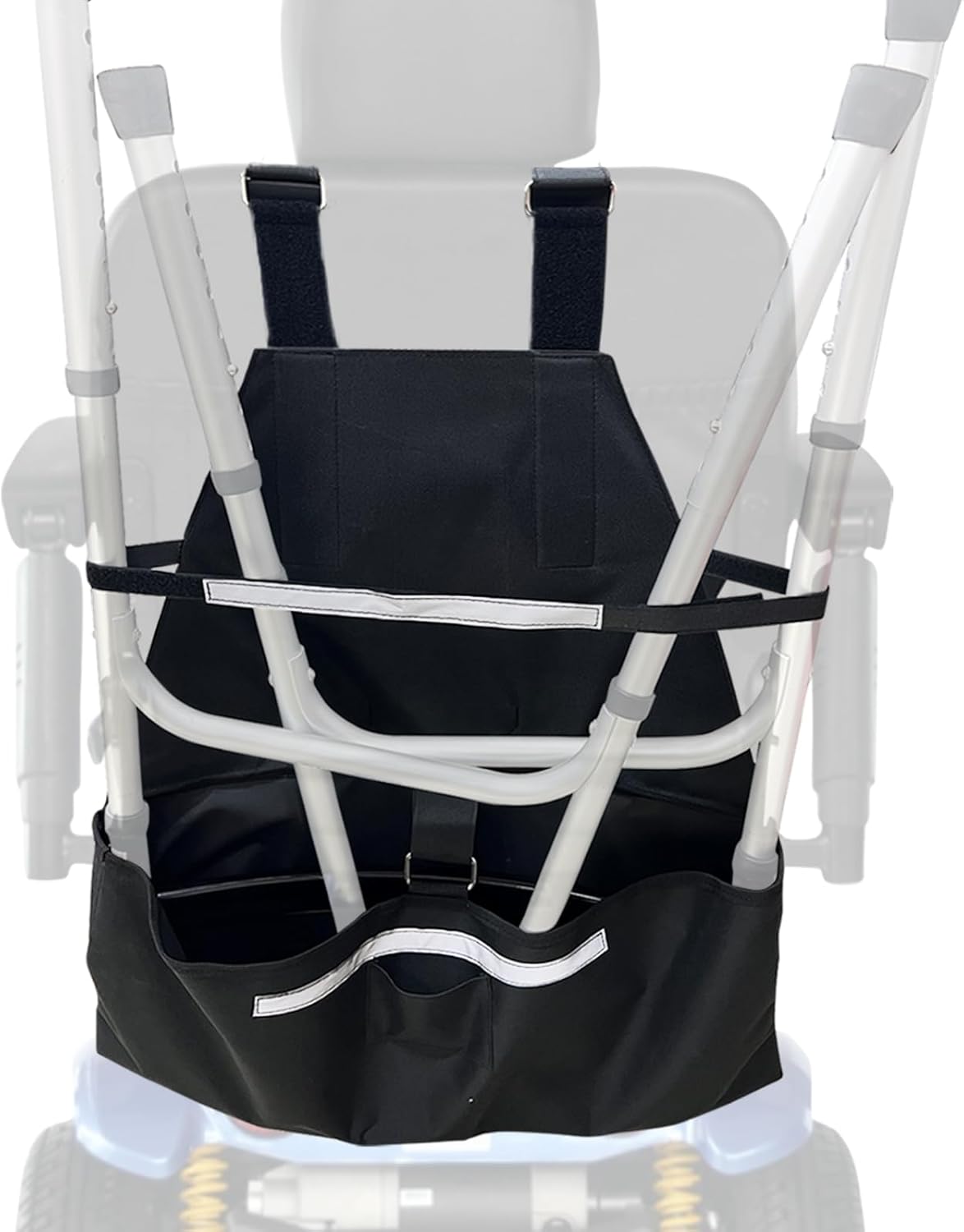 Walker Holder for Mobility Scooters & Power Chairs – Rollator Stand Support Storage Accessories, 24.4″ L x 25”W x 11.4”D