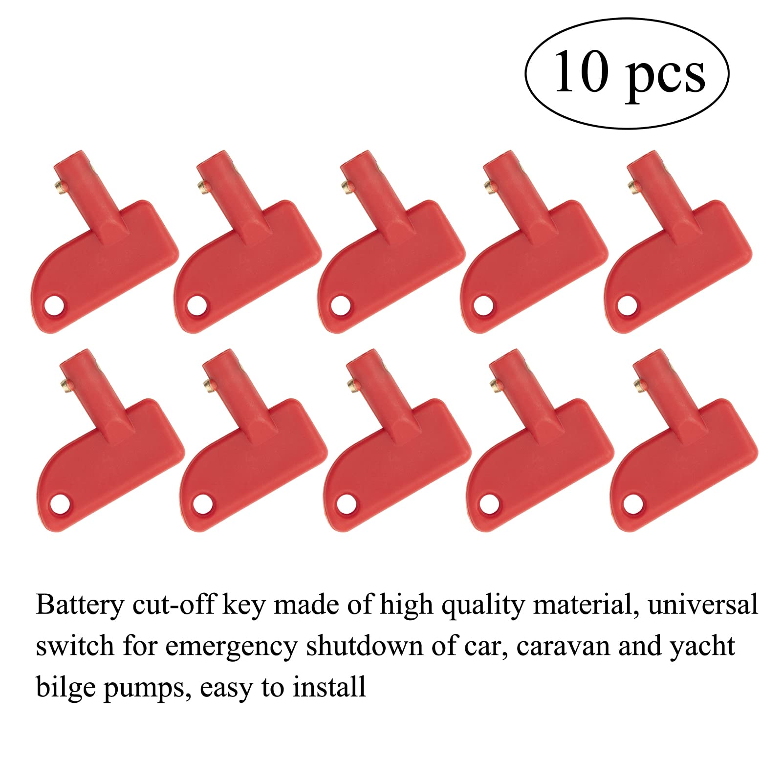 10 chiavi di ricambio per interruttore isolatore batteria Cut Off Power Kill Key per barche 100A 12v Auto Yacht Caravan modificato Interruttore batteria chiavi universali