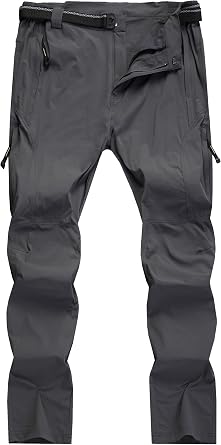 Mens Hiking Cargo Pants Quick-Dry Outdoor Water Resistant Lightweight Mountain Breathable Zipper Pocket Work Pants