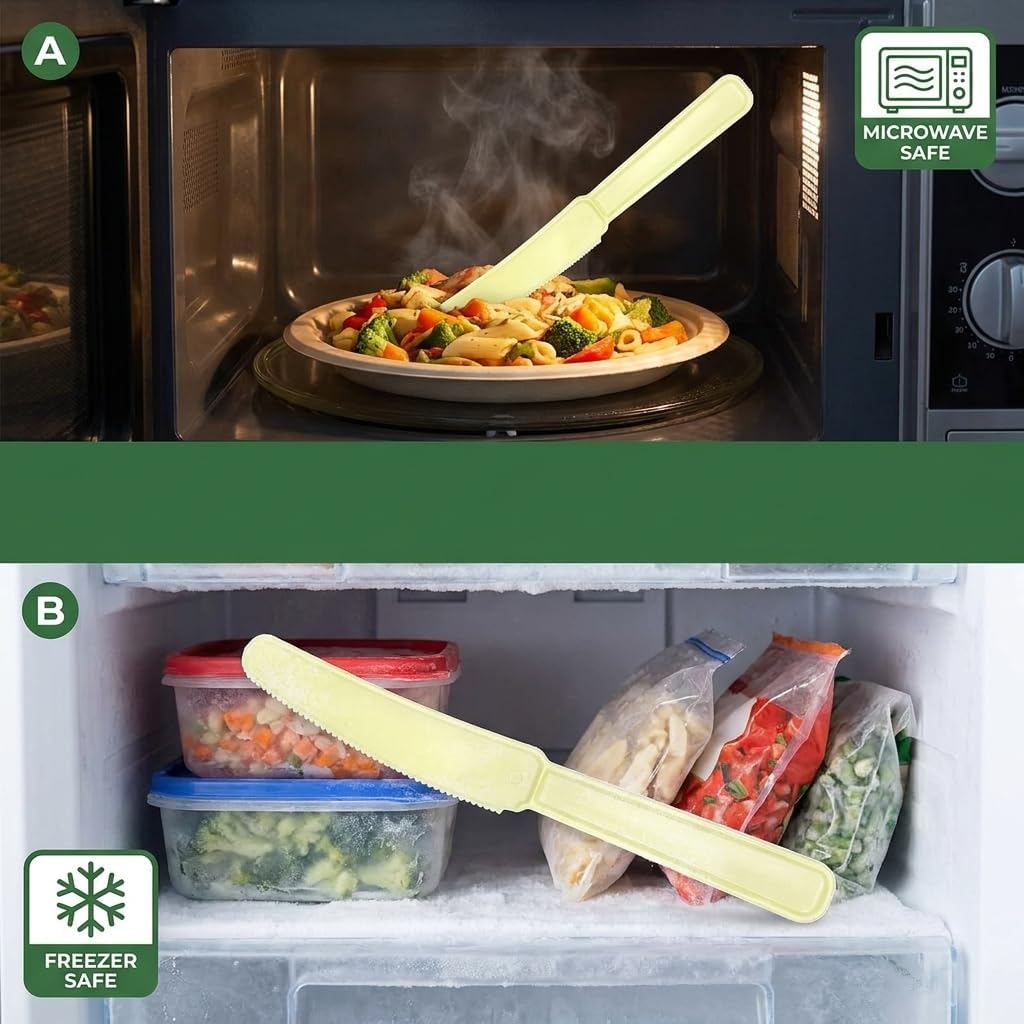 7.5in CPLA Heavy Weight Disposable Knife 1000-Pack Commercial BPI Certified Compostable Cutlery for Catering, Events, Food Service