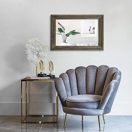 Vista 86 de Espejo de pared con marco de madera rústica, espejos colgantes rectangulares para pared, grande, decorativo para baño, dormitorio, granja, sala