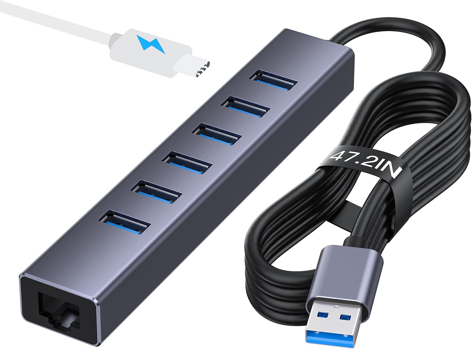 Amazon.com: USB 3.0 Hub, 8-in-1 USB to Network HUB with 6 USB 3.0 Data ...
